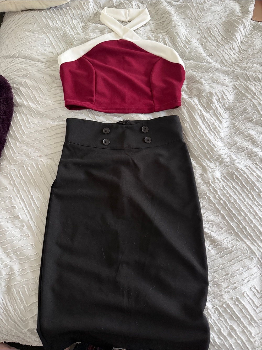 Black High-Waist Pencil Skirt & Criss Cross Halter Neck top